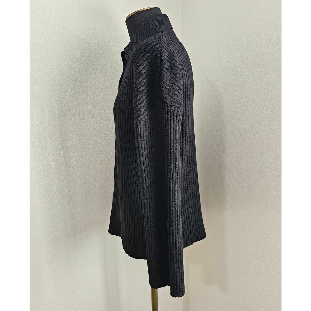 REFORMATION Fantino Black Ribbed Cashmere Button Collared Cardigan Sweater XS - Picture 6 of 13
